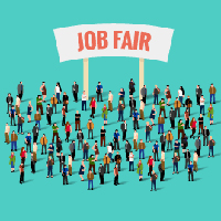 A graphic that says, "Job Fair"