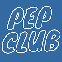 A graphic that says, "pep club".