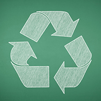 Rotating arrow recycle symbol